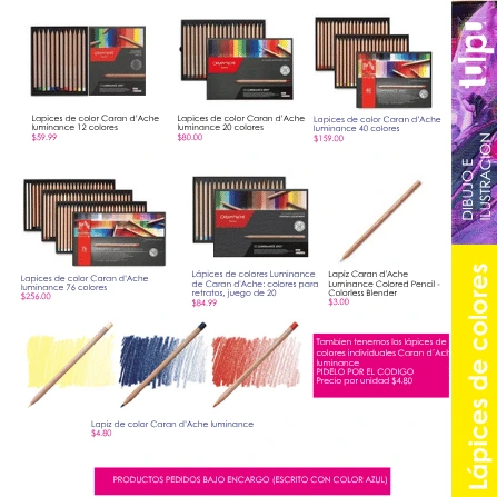 Página 26 del catálogo; incluye Lapices de color Caran d’Ache luminance 12 colores
